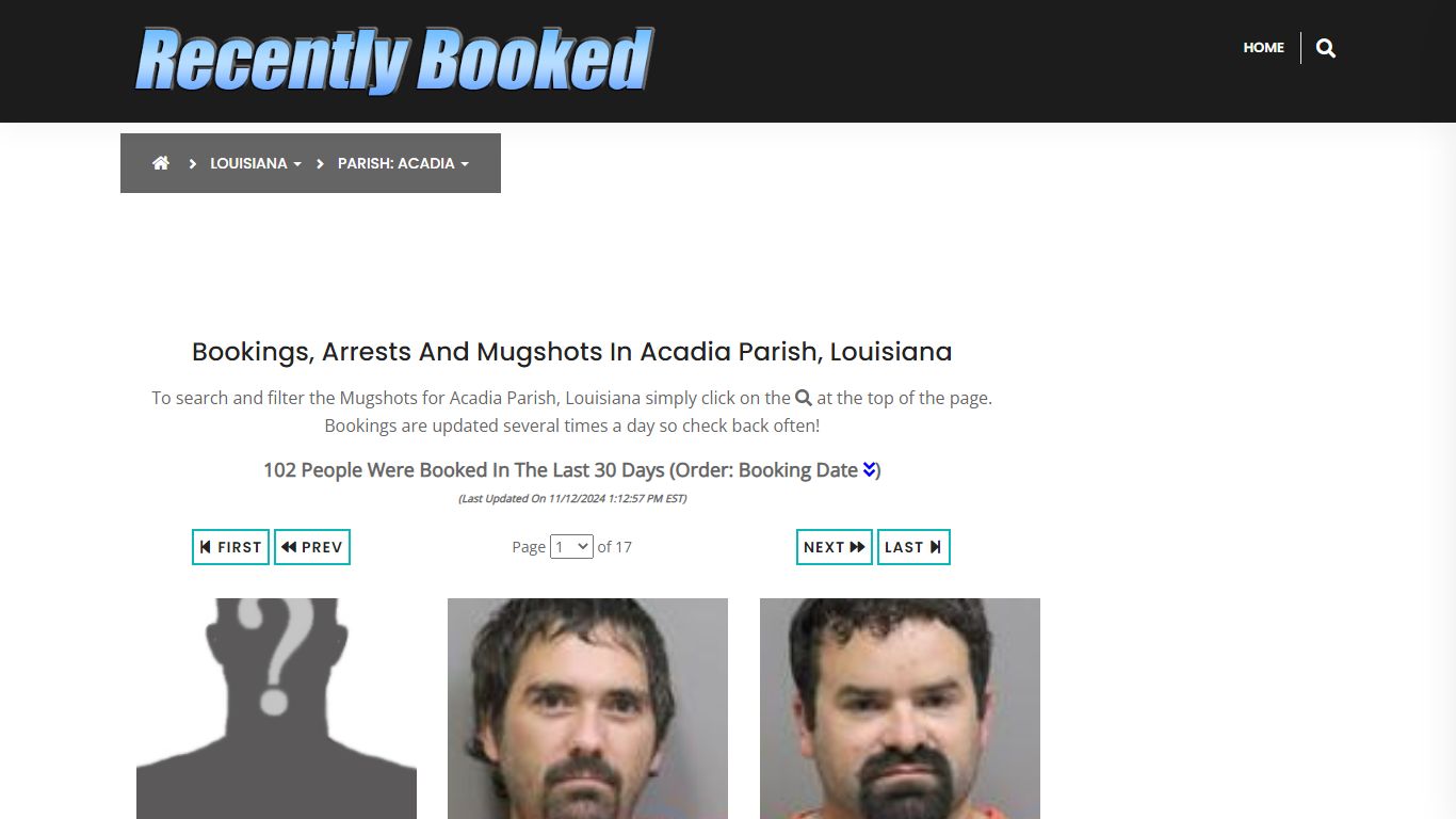 Bookings, Arrests and Mugshots in Acadia Parish, Louisiana