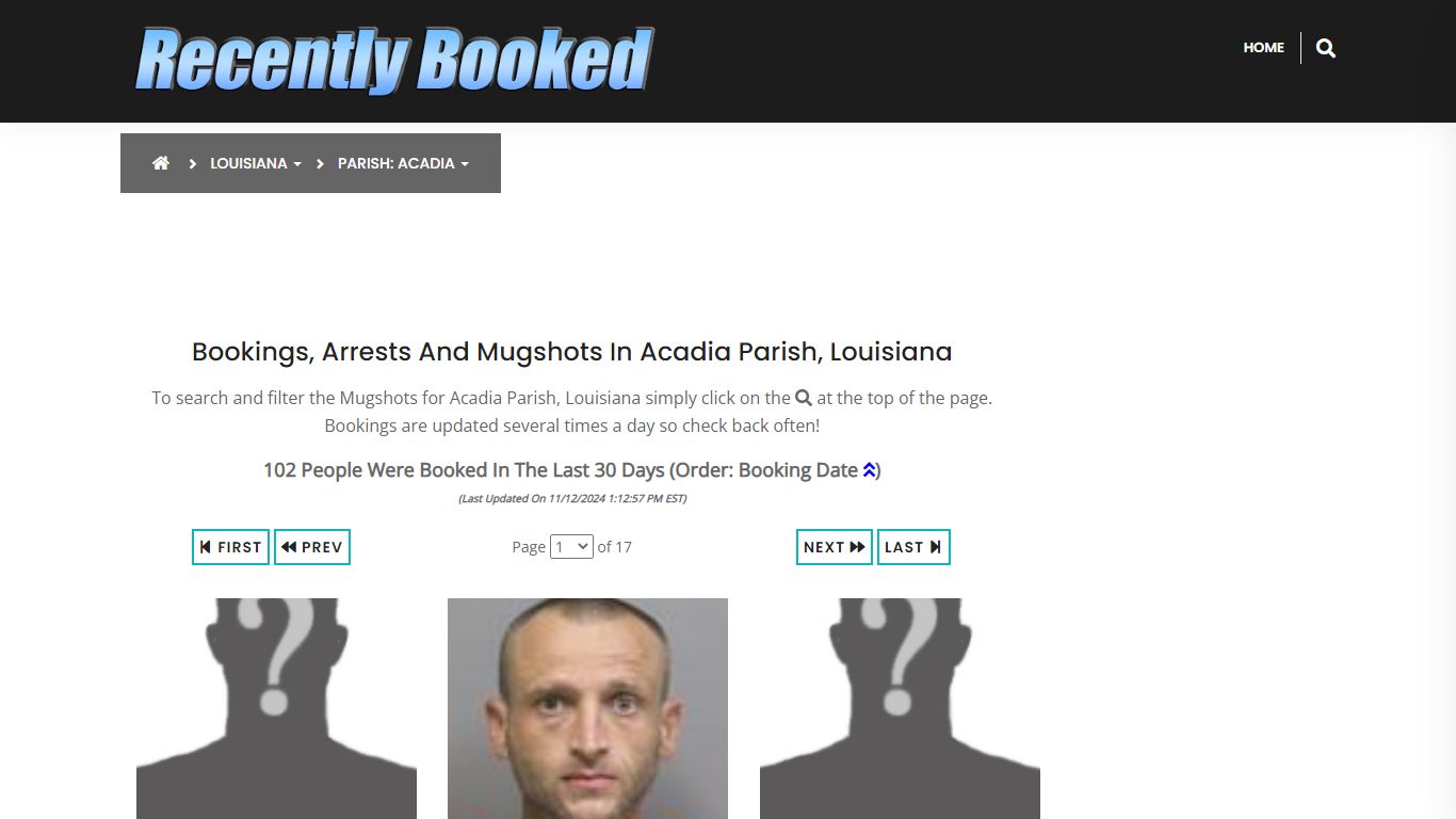 Bookings, Arrests and Mugshots in Acadia Parish, Louisiana