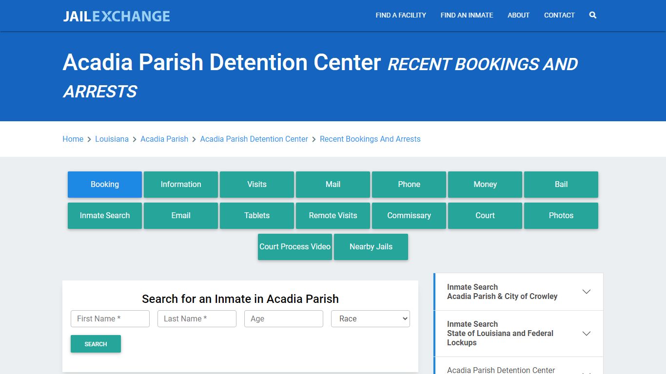 Acadia Parish Detention Center Recent Bookings And Arrests - Jail Exchange