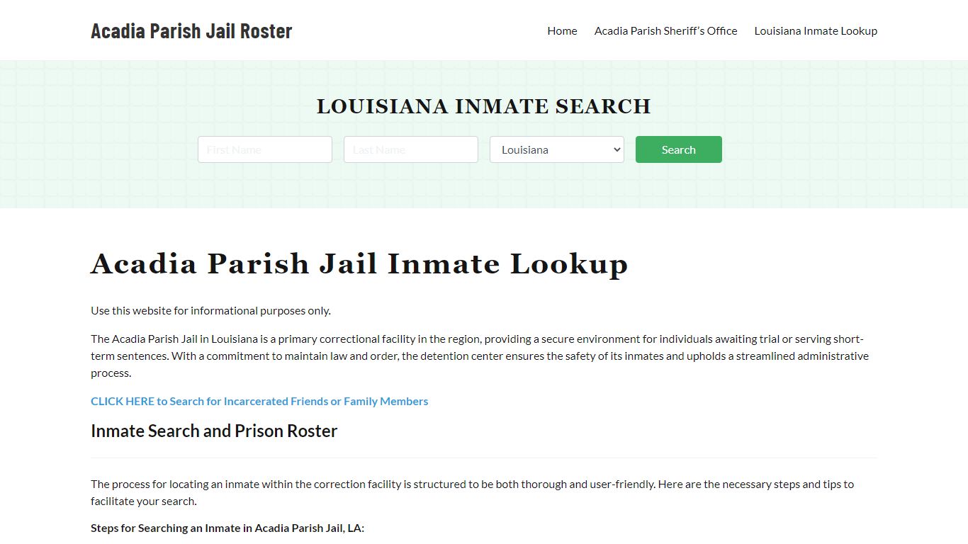 Acadia Parish Jail Roster Lookup, LA, Inmate Search