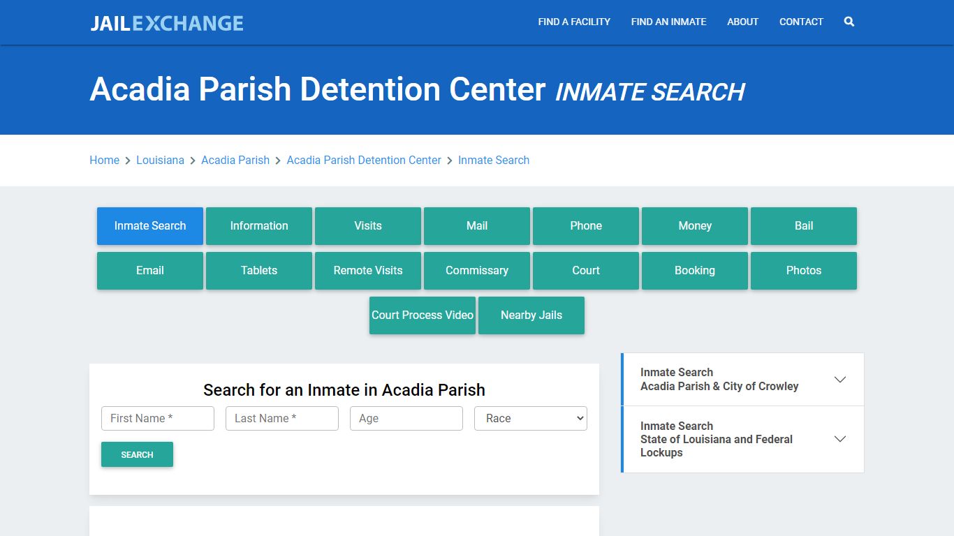 Acadia Parish Detention Center Inmate Search - Jail Exchange